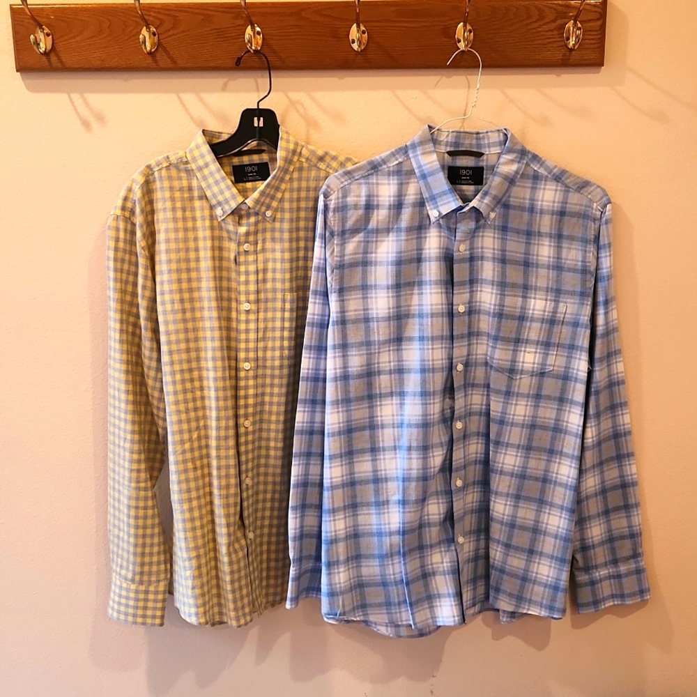 1901 Plaid Dress Shirts Size L - lot of 2